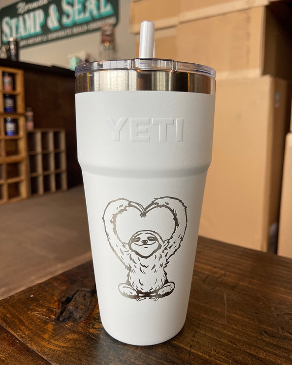 Laser Engraved Authentic YETI Rambler - DRINKS WELL with OTHERS -  ImpressMeGifts