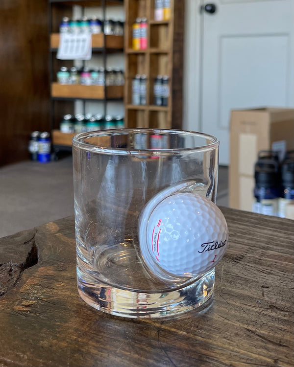 Rocks Glass with Golf Ball by BenShot. Bar Glassware Made in USA