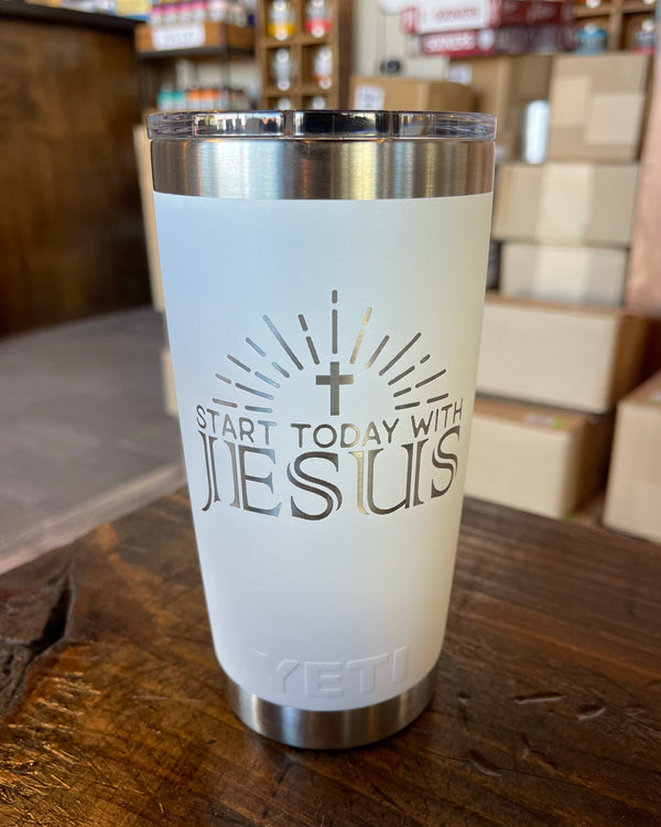 Laser Engraved Authentic YETI Rambler - FAITH OVER FEAR