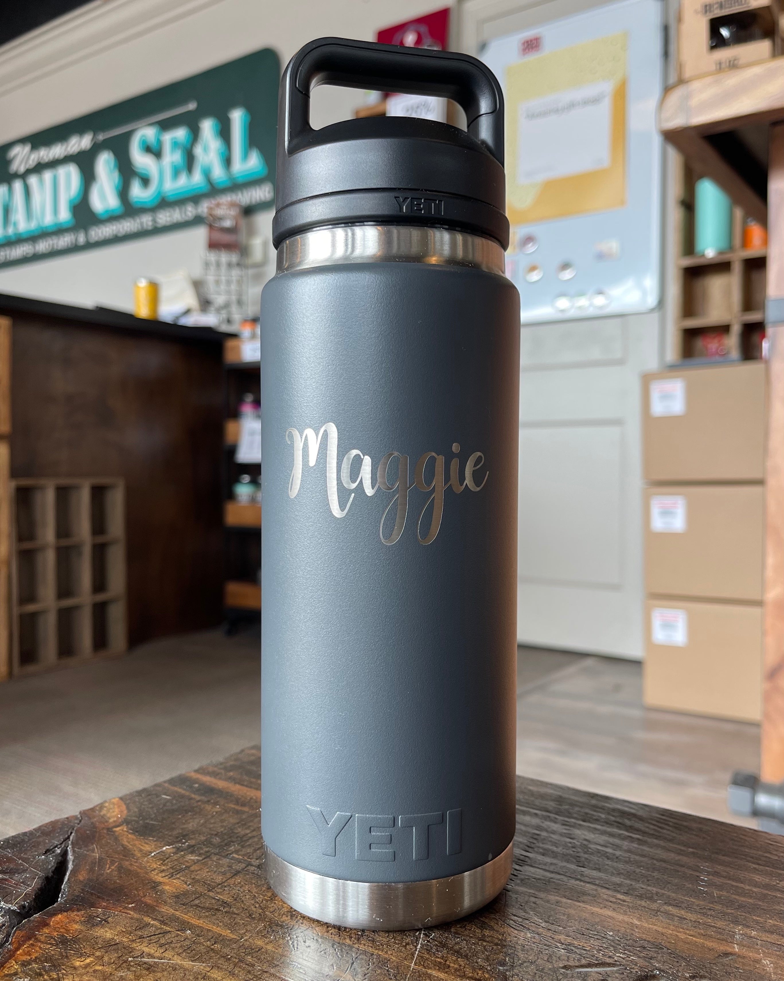 Custom Laser Engraved 46oz YETI Water Bottle with Chug Cap – Curated by  Kayla