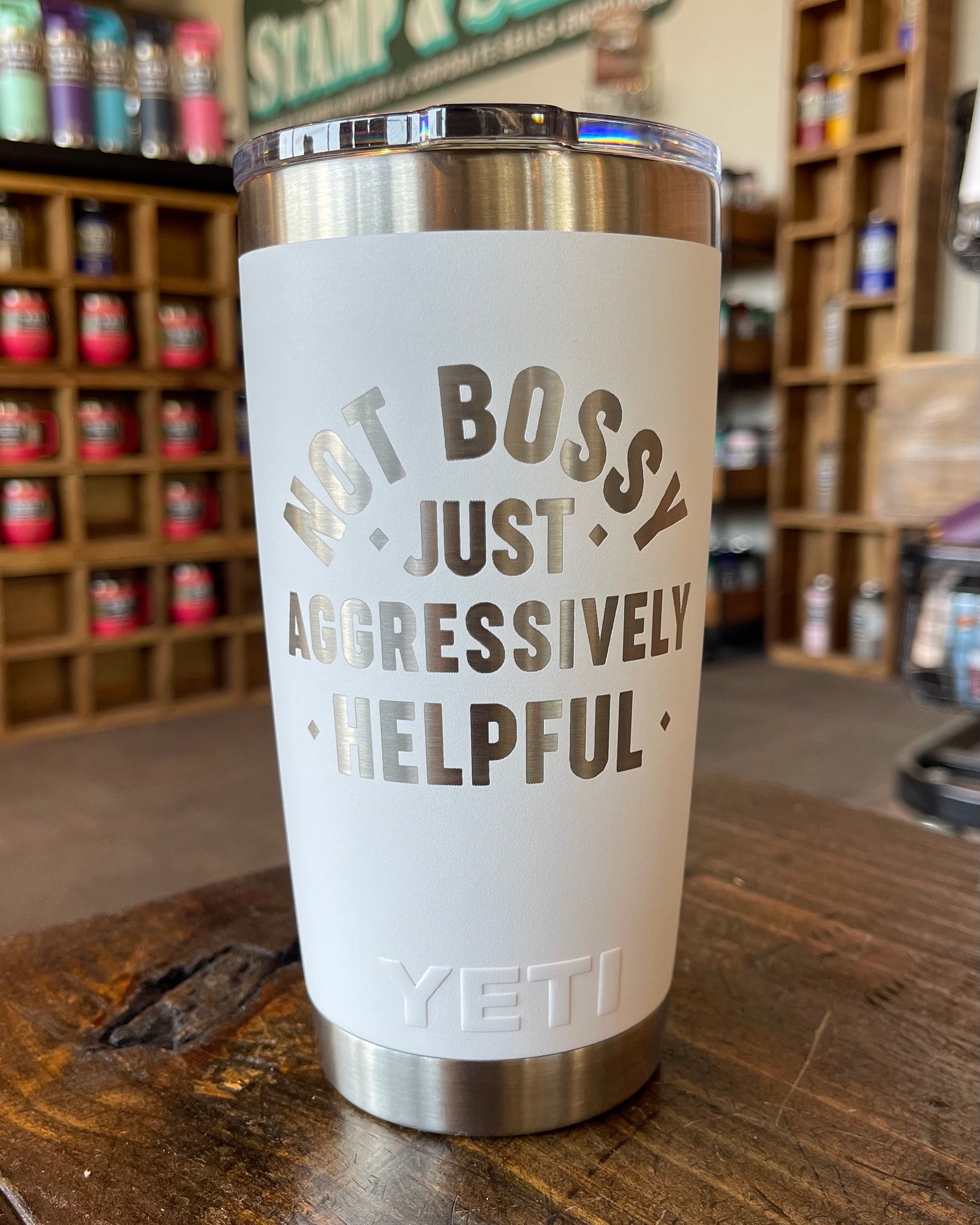 Laser Engraved Authentic YETI Rambler - WIFE MOM BOSS - ImpressMeGifts