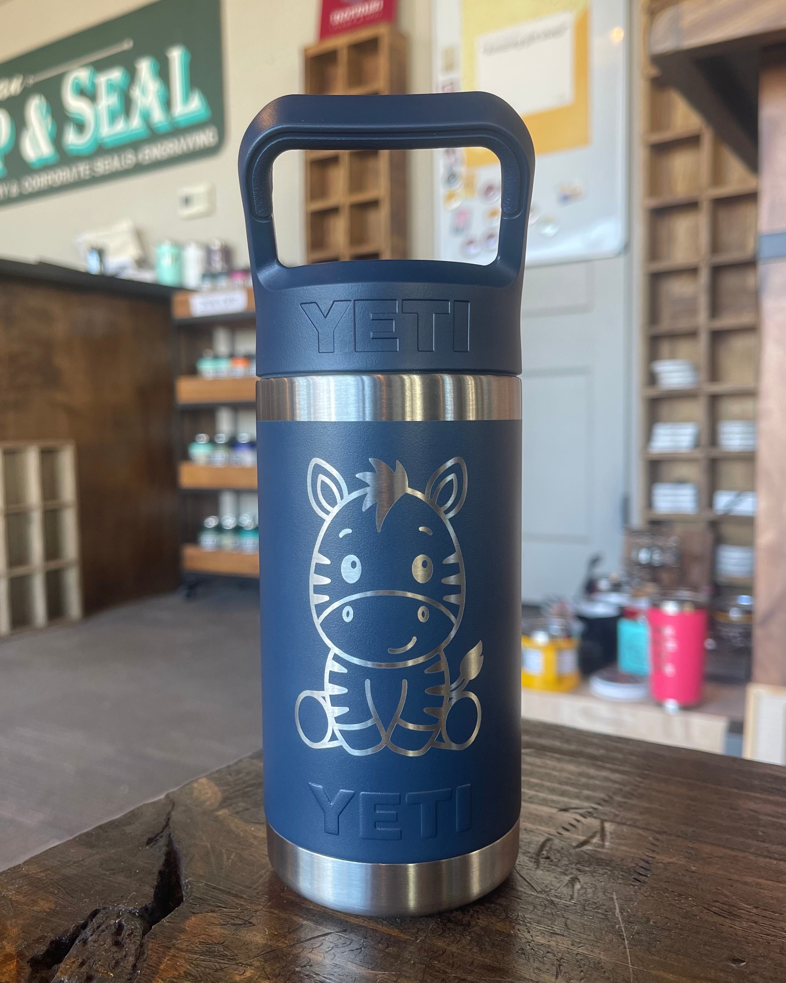 Laser Engraved Authentic Yeti 12oz Kids Bottle - Zebra - ImpressMeGifts