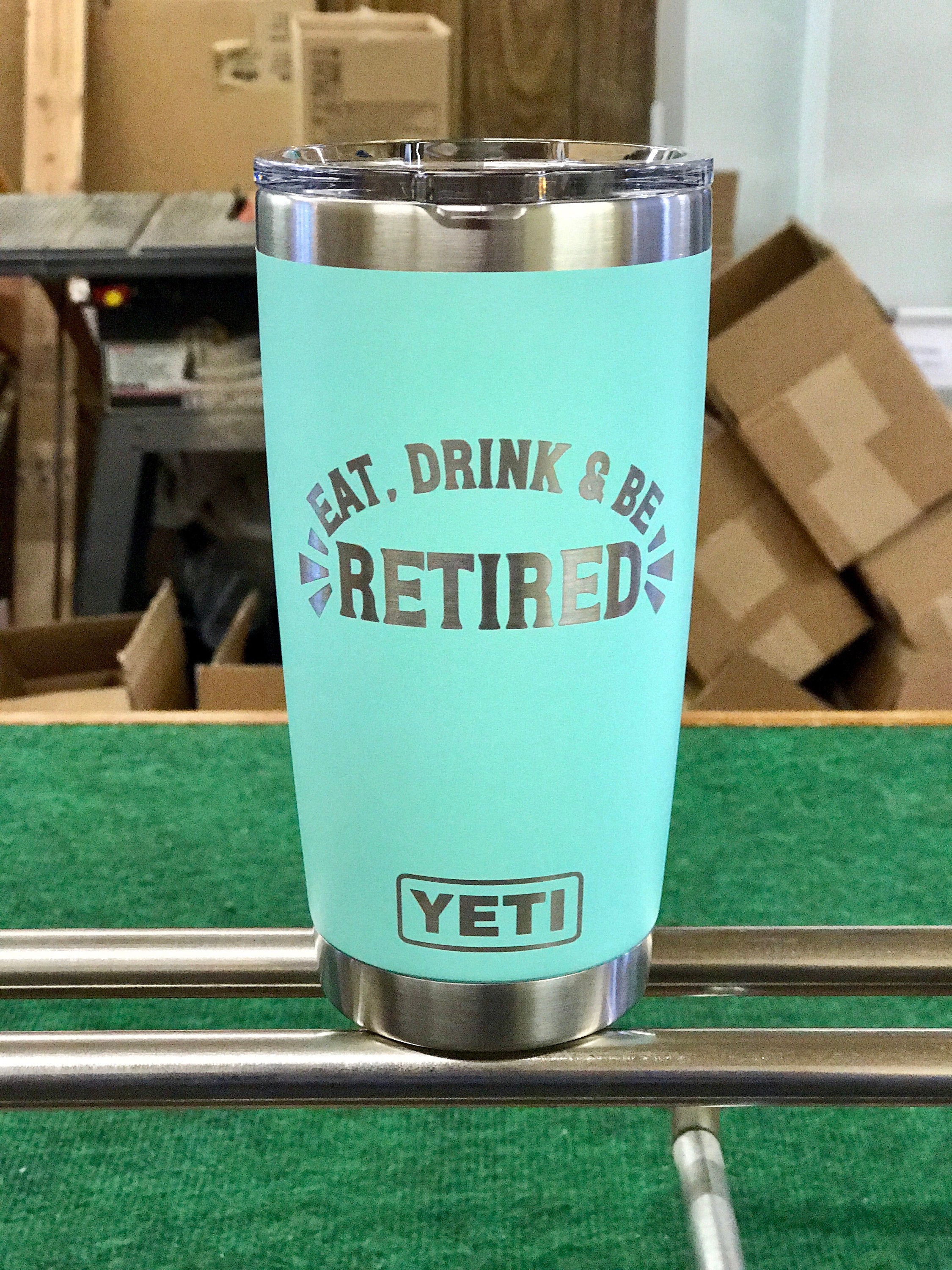 Laser Engraved Authentic YETI Rambler - DRINKS WELL with OTHERS -  ImpressMeGifts